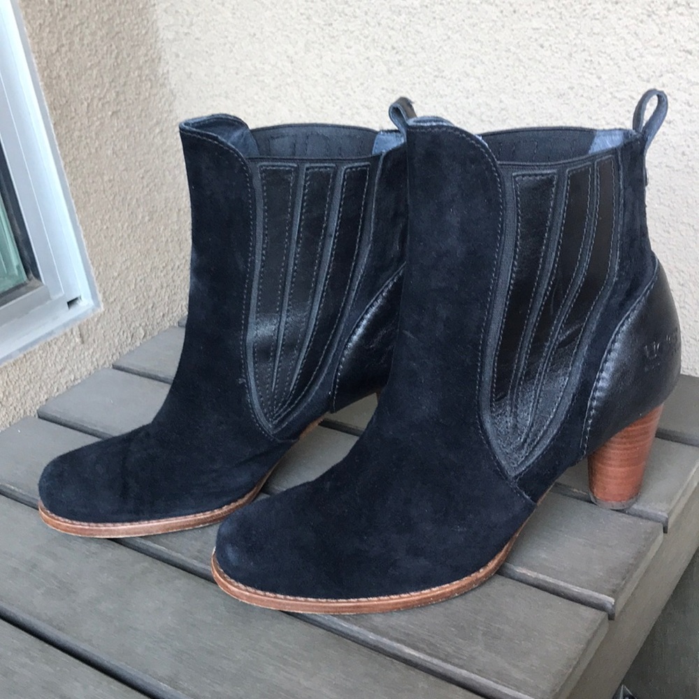 Black Suede & Leather UGG Oliviya Ankle Booties